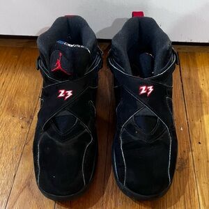 Kids Jordan 8 - Black and Red Sneakers - Size 2 - Used